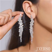 (JXER8   silvery White Diamond )occidental style exaggerating long earrings Korean style temperament fully-jewelled ear