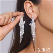 (JXER83   silvery White Diamond )occidental style exaggerating long earrings Korean style temperament fully-jewelled ea