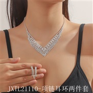 (JXTL2111   necklace+ Two piece suit) occidental style fully-jewelled Rhinestone necklace earrings clavicle chain earri