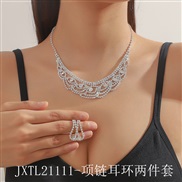 (JXTL21111  necklace+ Two piece suit) occidental style fully-jewelled Rhinestone necklace earrings clavicle chain earri