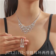 (JXTL21112  necklace+ Two piece suit) occidental style fully-jewelled Rhinestone necklace earrings clavicle chain earri