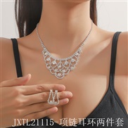 (JXTL21115  necklace+ Two piece suit) occidental style fully-jewelled Rhinestone necklace earrings clavicle chain earri