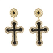 ( black) cross earrings fully-jewelled Earring lady occidental style exaggerating Bohemia ethnic style