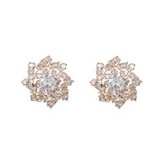 ( Gold)bronze embed zircon earrings flowers ear stud occidental style banquet super Earring brideearrings