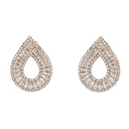 ( Gold)bronze embed zircon earrings drop ear stud woman occidental style all-Purpose fully-jewelled Earring brideearrin