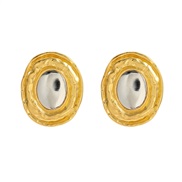 ( Gold)summer Alloy earrings occidental style exaggerating Earring woman Round Metal gold silver color ear studearrings