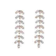 ( Gold)bronze embed zircon earrings flowers Earring woman occidental style long style leaves earring brideearrings