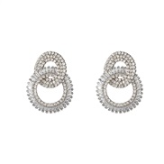 ( Silver)bronze embed zircon earrings fully-jewelled Earringins occidental style multilayer Round brideearrings