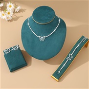 (SZ 676yinse)occidental style love pendant butterfly necklace bracelet ring ear stud set fashion fine woman