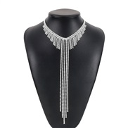 ( White K) fashion Rhinestone tassel necklace  fully-jewelled claw chain long style exaggerating clavicle