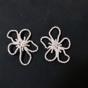 ( Silver)occidental style fashion exaggerating earrings  brilliant Rhinestone Irregular flower pendant earrings Earring