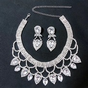 ( white) fashion lady occidental style exaggerating handmade color crystal necklace earrings set bride woman