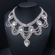 ( Silver) Bohemia exaggerating chain occidental style fashion luxurious Rhinestone crystal necklace fitting gem woman s