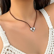( 7  White K 5961)occidental style  exaggerating big love pendant necklace  fashion personality velvet woman