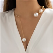 ( Gold necklace5116)brief geometry personality beads clavicle chain samll opening Collar occidental style wind imitate 