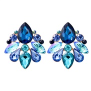 ( blue)occidental style flowers Modeling ear stud woman earrings personality color Alloy