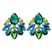 ( green)occidental style flowers Modeling ear stud woman earrings personality color Alloy