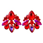 ( red)occidental style flowers Modeling ear stud woman earrings personality color Alloy
