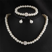 (Suit 2) bride sweater chain chain diamond Artificial Pearl necklace ear stud bracelet set