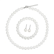 (Suit 4) bride sweater chain chain diamond Artificial Pearl necklace ear stud bracelet set
