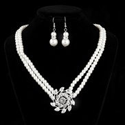 (Suit 7) bride sweater chain chain diamond Artificial Pearl necklace ear stud bracelet set