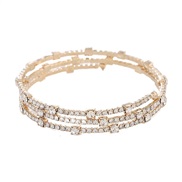 (3 Gold)occidental style bride fully-jewelled multilayer elasticity bracelet more row opening twining claw diamond bang