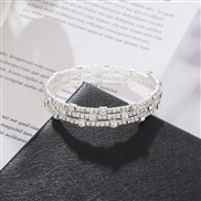 (3 Silver)occidental style bride fully-jewelled multilayer elasticity bracelet more row opening twining claw diamond ba