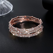 (5 Rose Gold)occidental style bride fully-jewelled multilayer elasticity bracelet more row opening twining claw diamond