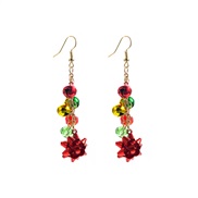 ( red)christmas elements crystal earrings woman colour christmas flowers Earring
