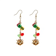 ( Gold)christmas elements crystal earrings woman colour christmas flowers Earring