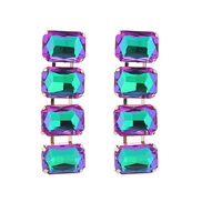( green)occidental style fashion colorful diamond earrings exaggerating Earring woman multilayer square glass diamond e