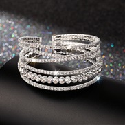 ( Silver)occidental style diamond steel wire bangle row opening twining Rhinestone bracelet fully-jewelled woman