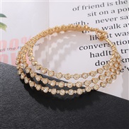 (3 Gold) Korean bride shine Rhinestone set  Round fully-jewelled bracelet earrings necklace three