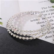 (3 Silver) Korean bride shine Rhinestone set  Round fully-jewelled bracelet earrings necklace three