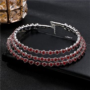 (3 red) Korean bride shine Rhinestone set  Round fully-jewelled bracelet earrings necklace three