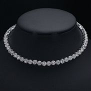 ( Silver) Korean bride shine Rhinestone set  Round fully-jewelled bracelet earrings necklace three