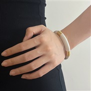 ( white) retro samll color pattern belt opening bangle woman high width