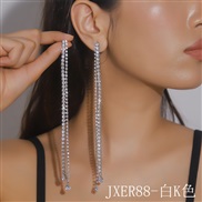 (JXER88 zircon   White K) occidental style fashion brief temperament all-Purpose long tassel zircon Rhinestone earrings