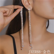 (JXER88 zircon   Gold) occidental style fashion brief temperament all-Purpose long tassel zircon Rhinestone earrings wo