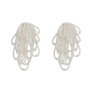 ( white) flowers earrings occidental style exaggerating Earring woman beads weave elegant tasselearrings