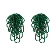 (green ) flowers earrings occidental style exaggerating Earring woman beads weave elegant tasselearrings