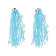 ( blue) tassel earrings occidental style exaggerating Earring woman beads weave flowers ear stud wind