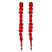 ( red)super claw chain colorful diamond earrings occidental style exaggerating Earring woman multilayer square glass di