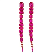 ( rose Red)super claw chain colorful diamond earrings occidental style exaggerating Earring woman multilayer square gla