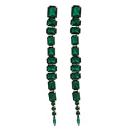 ( green)super claw chain colorful diamond earrings occidental style exaggerating Earring woman multilayer square glass 