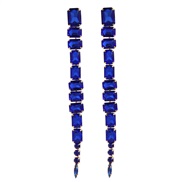 ( blue)super claw chain colorful diamond earrings occidental style exaggerating Earring woman multilayer square glass d