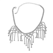 ( Silver)bronze necklace occidental style exaggerating woman fully-jewelled tassel banquet bridenecklace