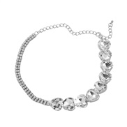 ( Silver)bronze necklace occidental style woman heart-shaped glass diamond fully-jewelled banquet chainnecklace