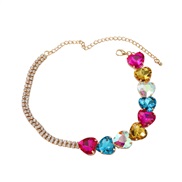 ( Color)bronze necklace occidental style woman heart-shaped glass diamond fully-jewelled banquet chainnecklace
