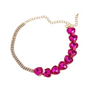 ( rose Red)bronze necklace occidental style woman heart-shaped glass diamond fully-jewelled banquet chainnecklace